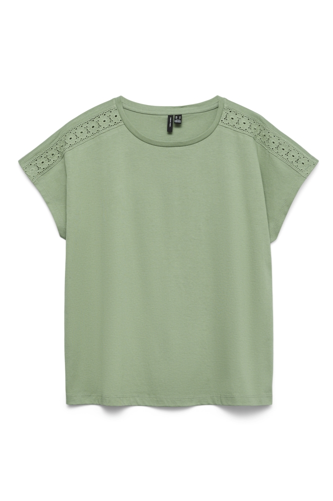 VMEMMY SS LACE TAPE TOP JRS NOOS 10325735 Hedge Green